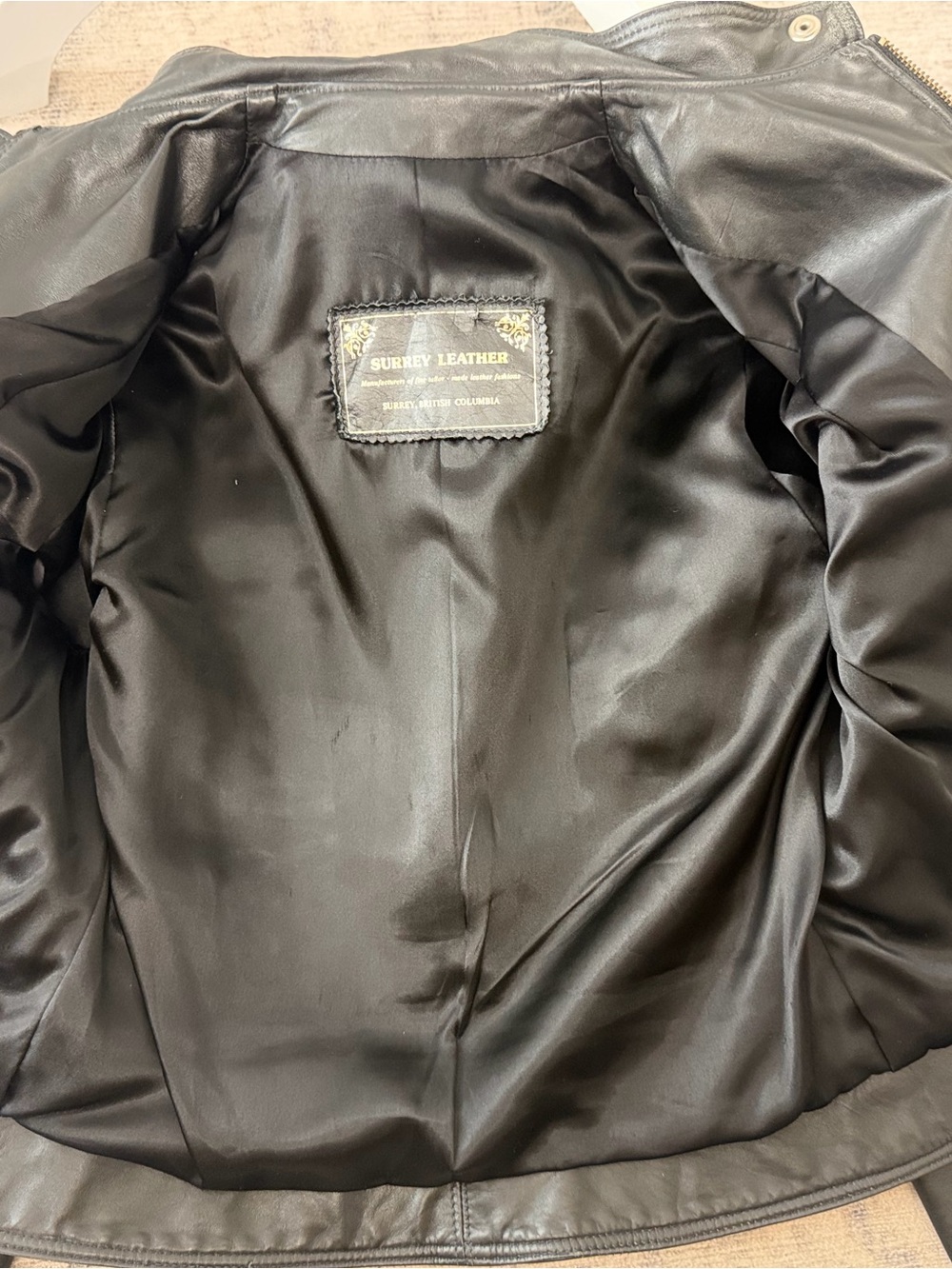 Vintage Surrey Leather Black Genuine Leather Racer Moto Jacket Canada - Picture 11 of 12